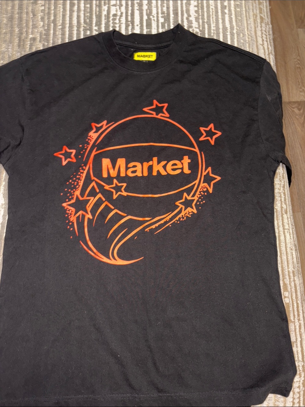 Arket Black Tee with Orange Graphic